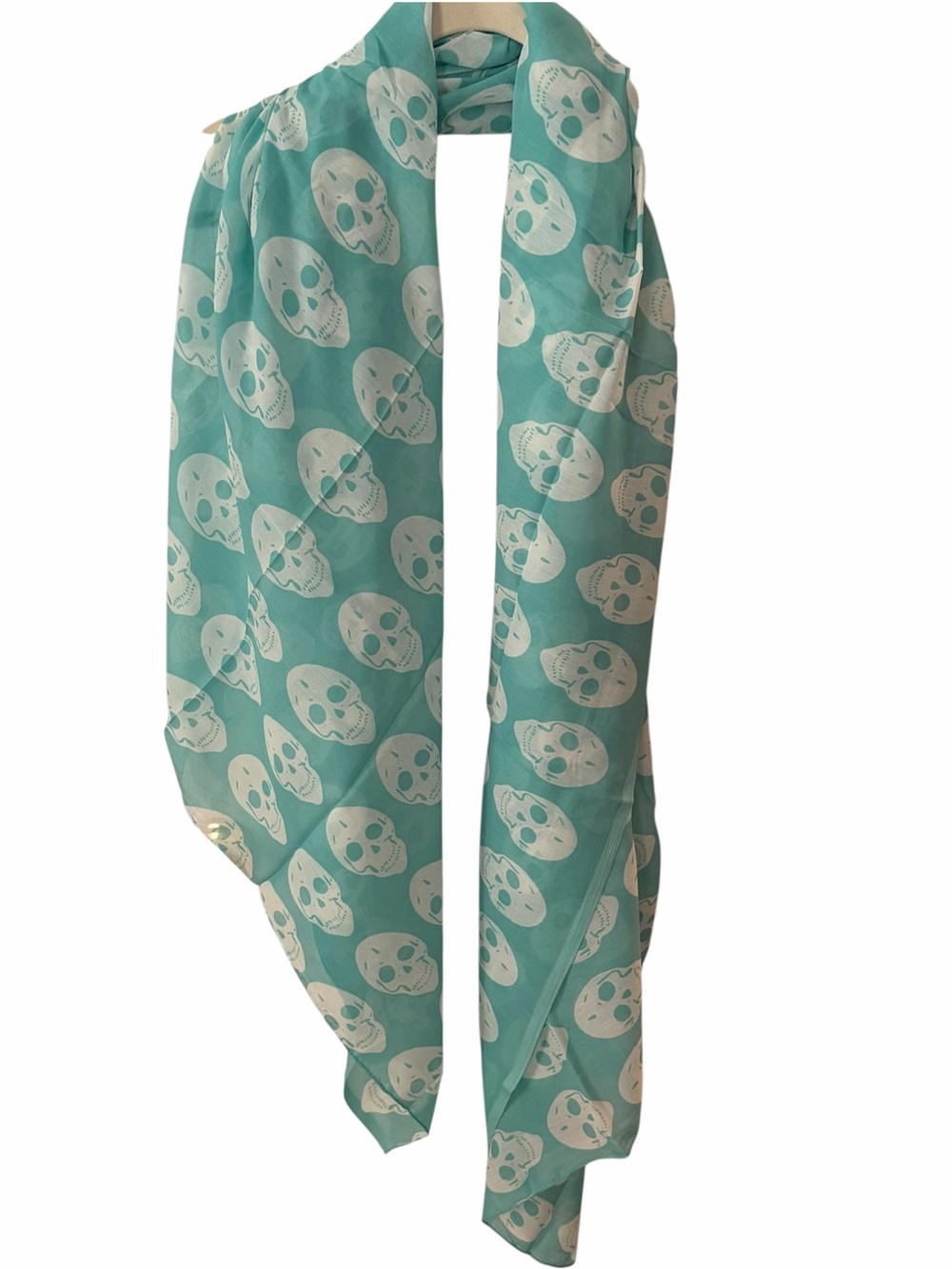 Raj Turquoise Skull Print Oversized Cotton Scarf Wrap NWT One Size